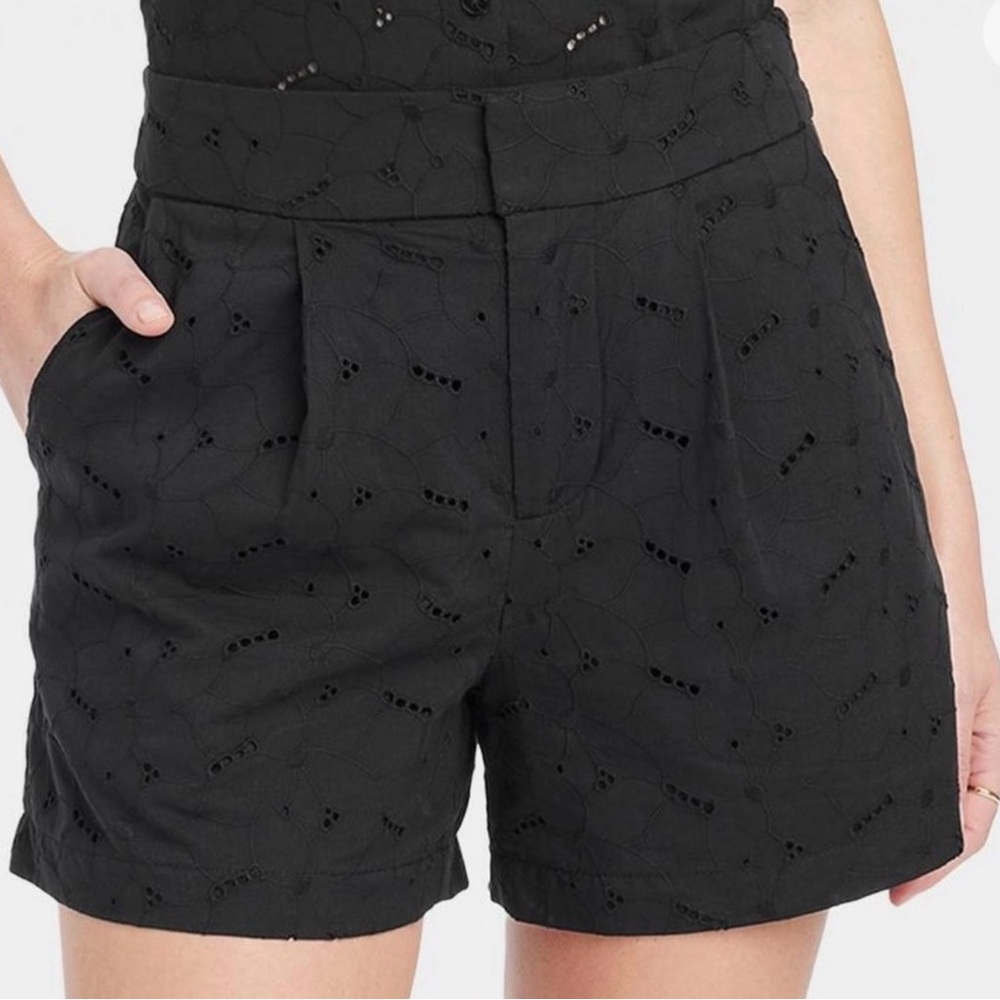 A New Day Women's High-Rise Black Boho Eyelet Shorts | 6